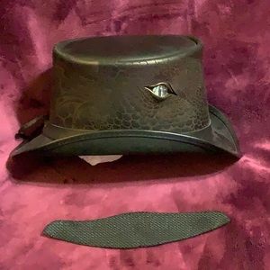 Steampunk Leather Silver Dragon Hat